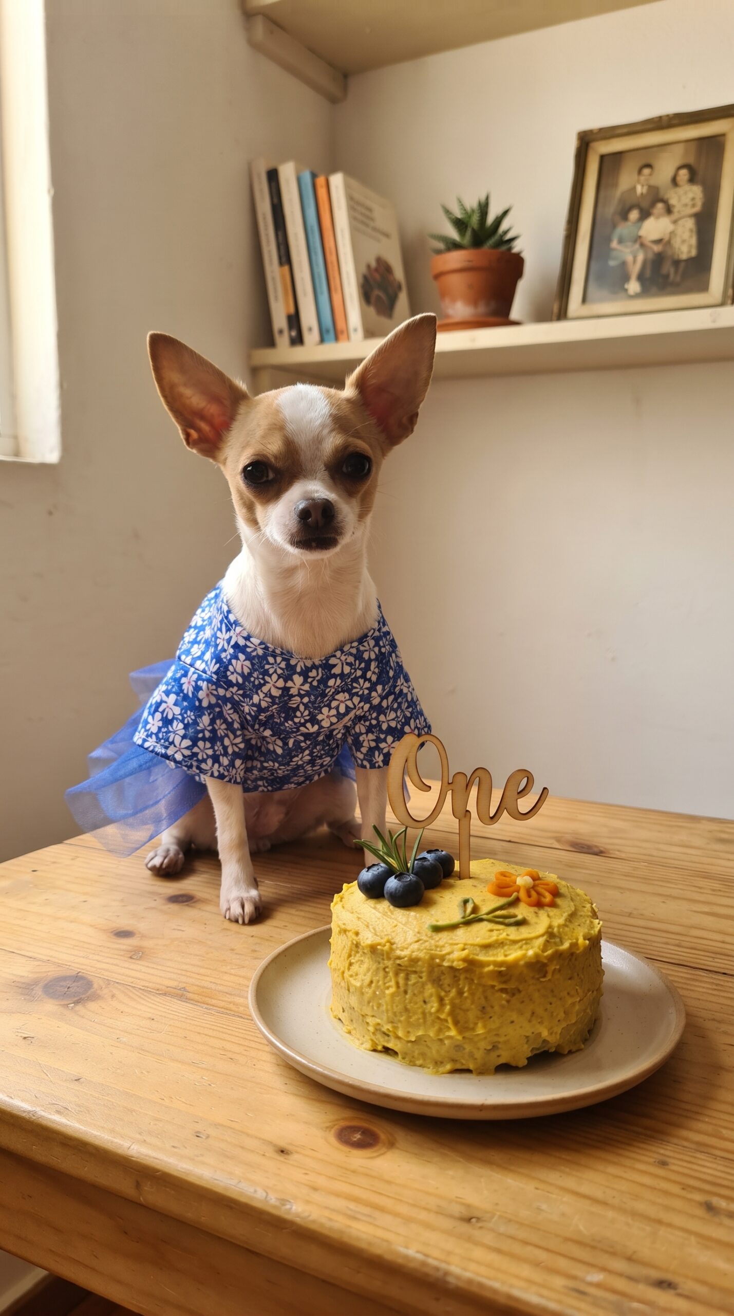 Nina frente a su pastel de cumpleaños de Dolce Nina